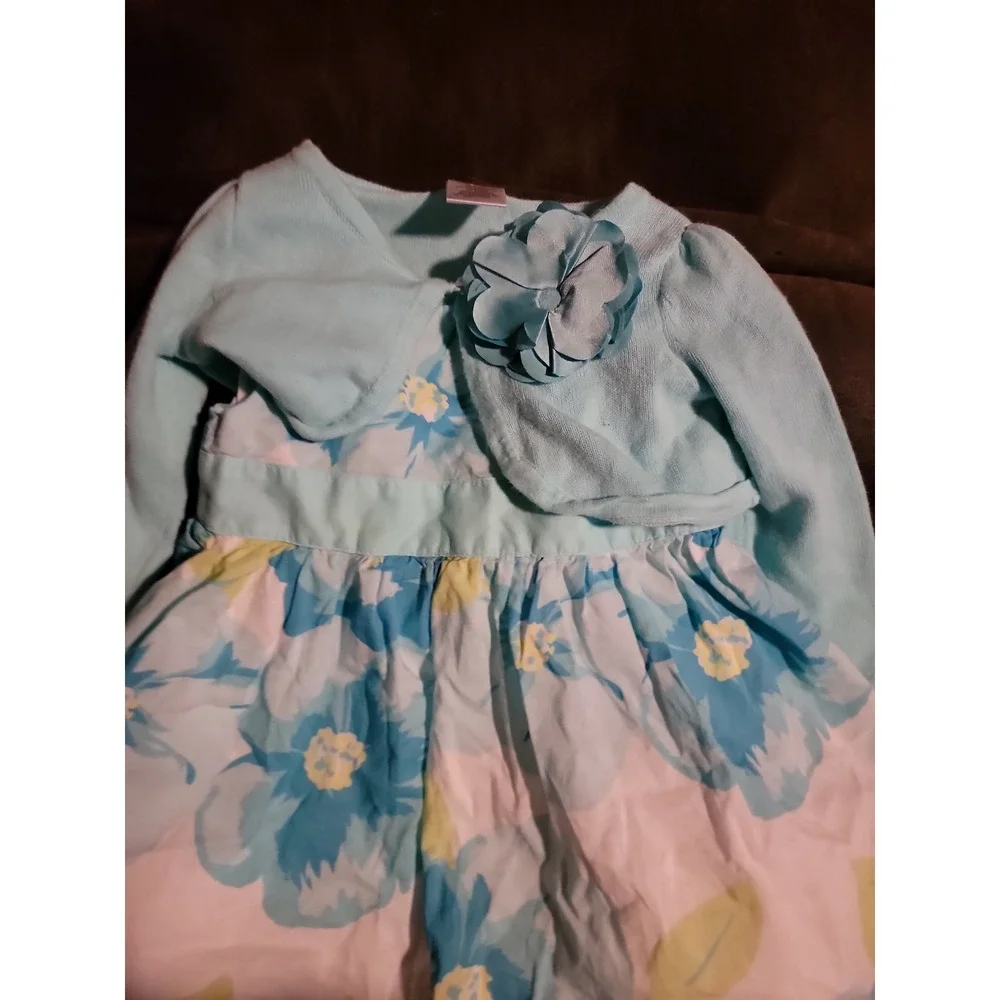 Gymboree spring dressy blue floral Easter spring dress sweater size 6‎ 12 months